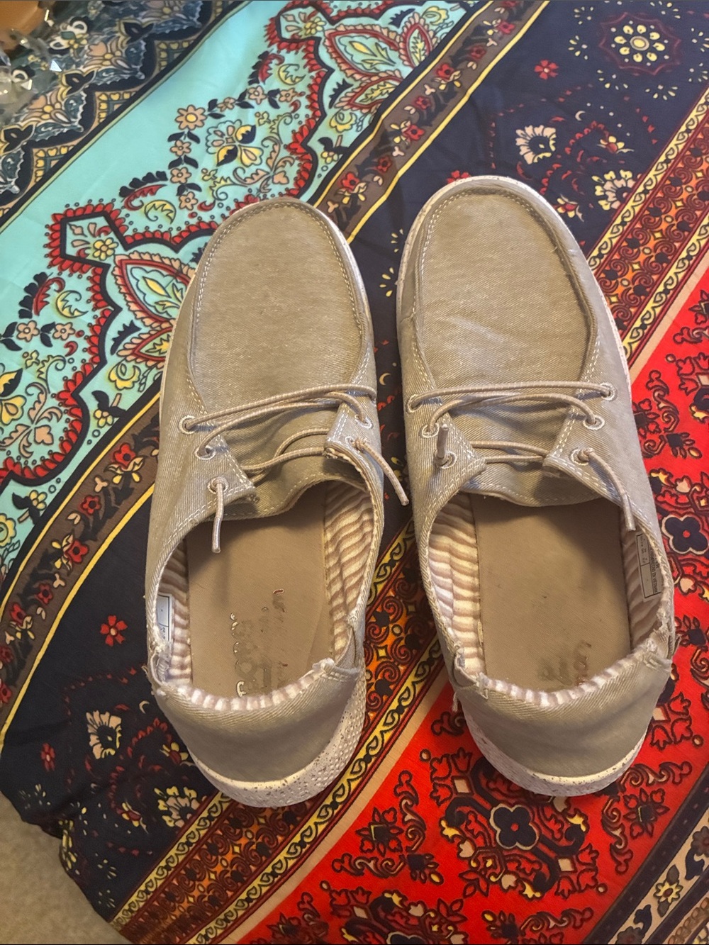 Sperry Taupe Canvas Two-Eye Boat Shoes